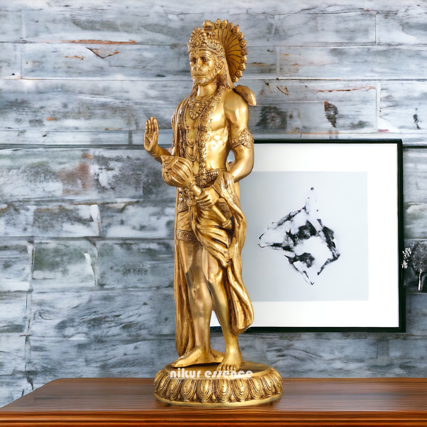 Lord Hanuman Monkey God standing Brass idol - 23 Inches Nikuressence