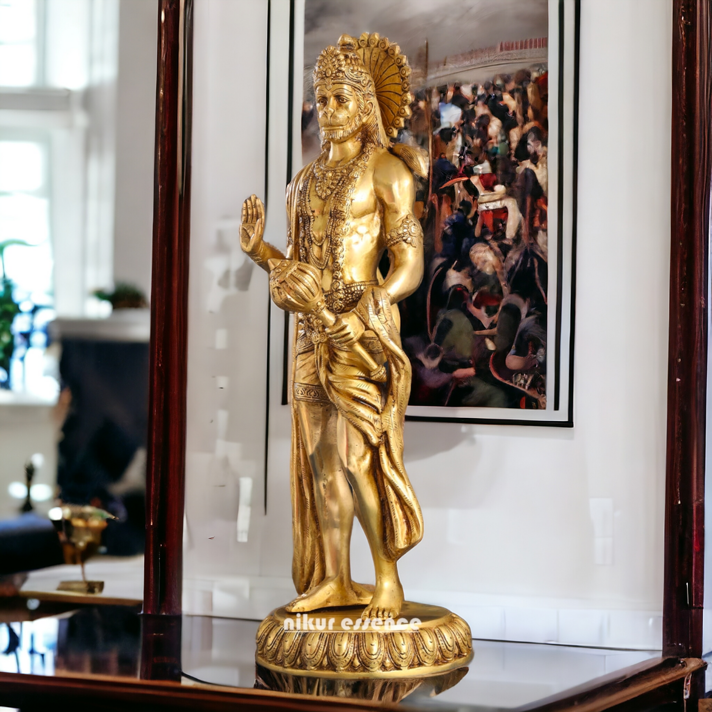 Lord Hanuman Monkey God standing Brass idol - 23 Inches Nikuressence