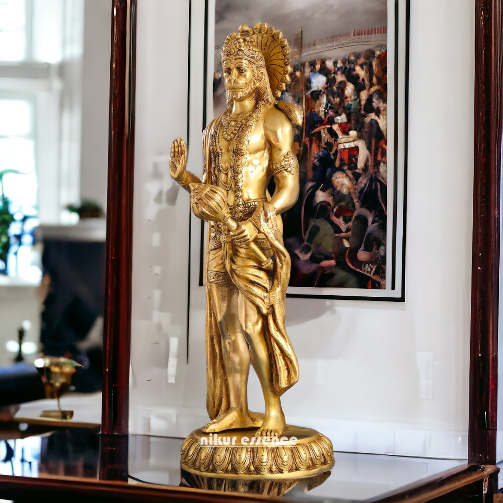Lord Hanuman Monkey God standing Brass idol - 23 Inches Nikuressence