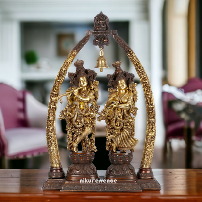 Big Radha Krishna with Bell brass idol - 44 inch Nikuressence