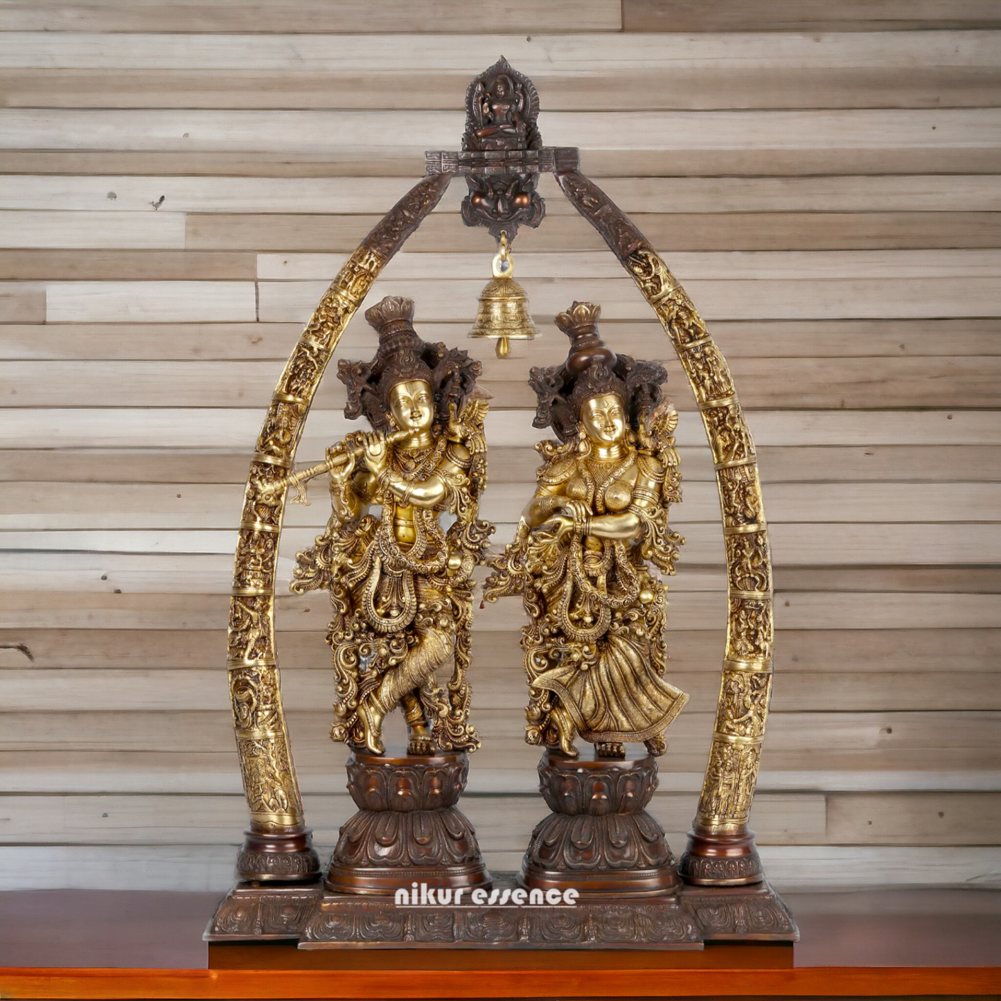 Big Radha Krishna with Bell brass idol - 44 inch Nikuressence