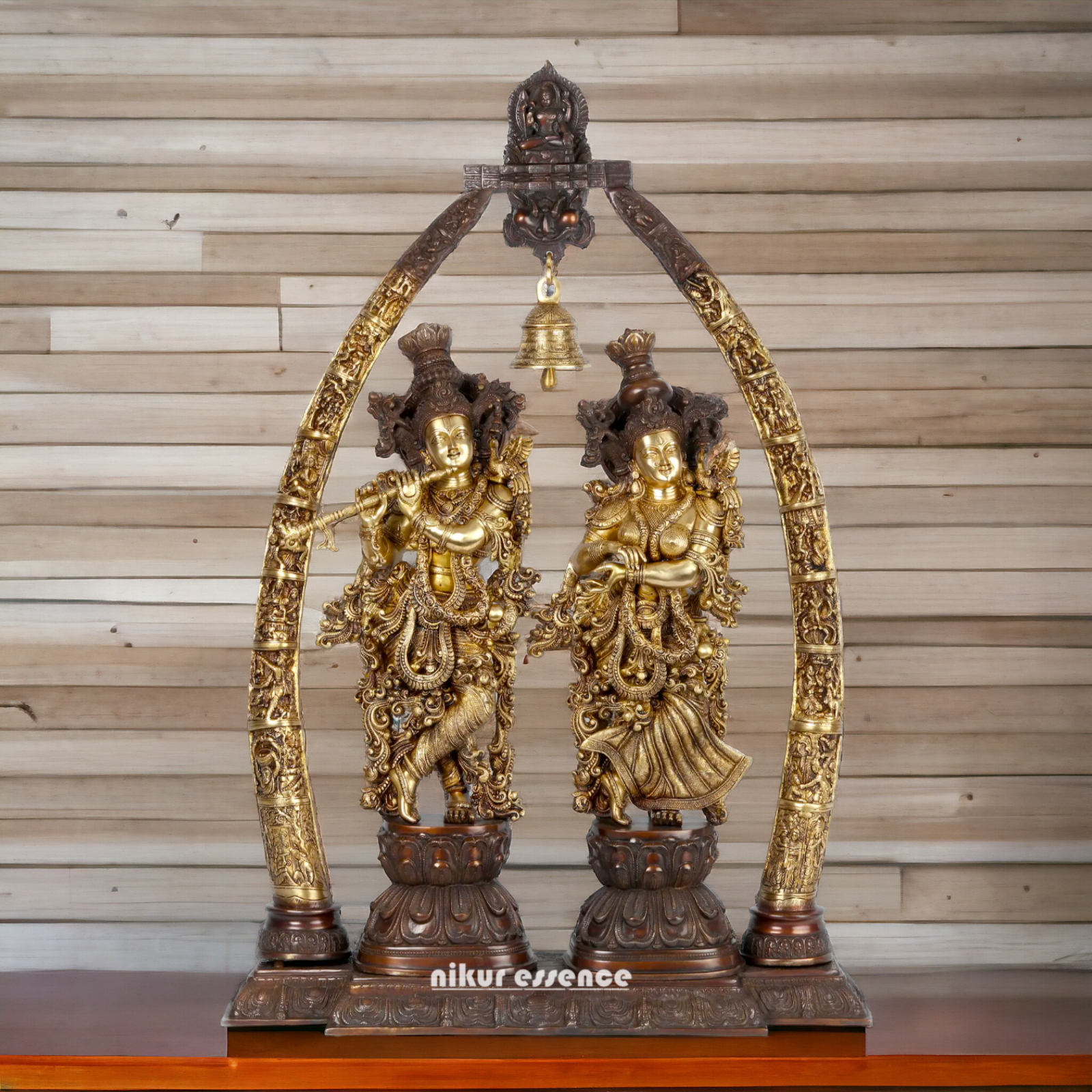 Big Radha Krishna with Bell brass idol - 44 inch Nikuressence