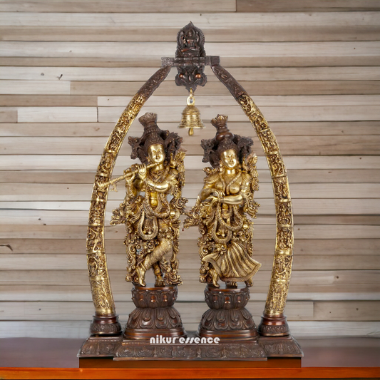 Big Radha Krishna with Bell brass idol - 44 inch Nikuressence