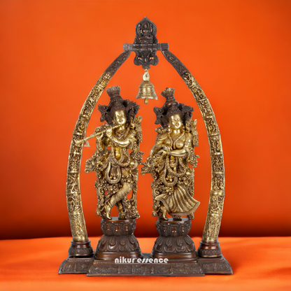Big Radha Krishna with Bell brass idol - 44 inch Nikuressence