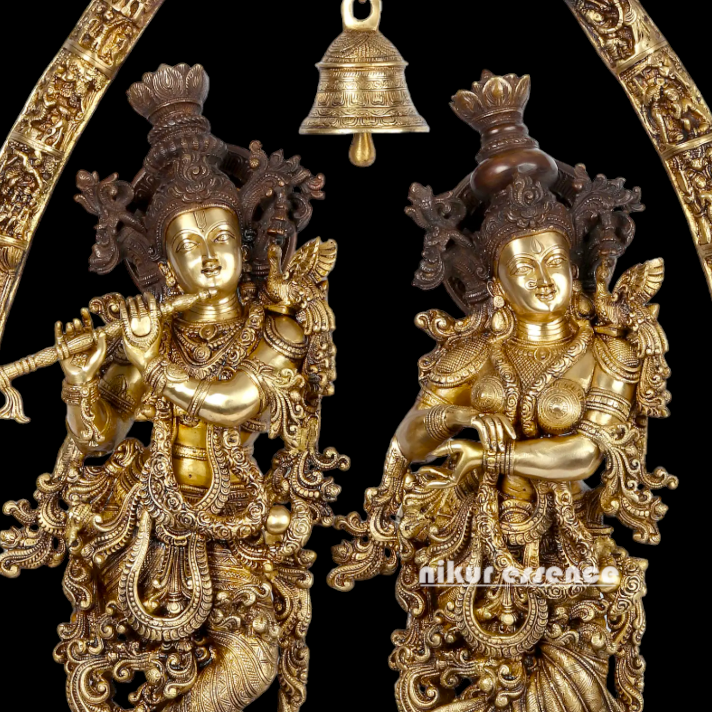 Big Radha Krishna with Bell brass idol - 44 inch Nikuressence