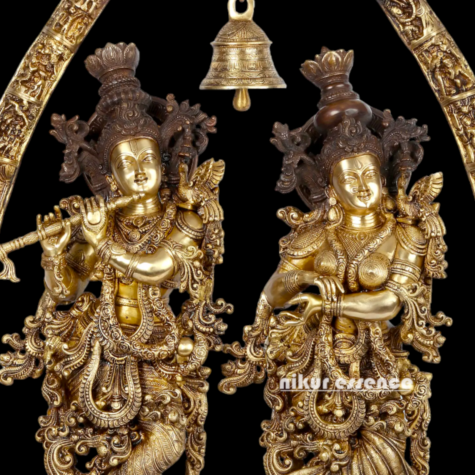 Big Radha Krishna with Bell brass idol - 44 inch Nikuressence
