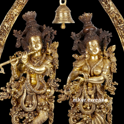 Big Radha Krishna with Bell brass idol - 44 inch Nikuressence