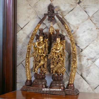 Big Radha Krishna with Bell brass idol - 44 inch Nikuressence