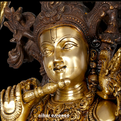 Big Radha Krishna with Bell brass idol - 44 inch Nikuressence