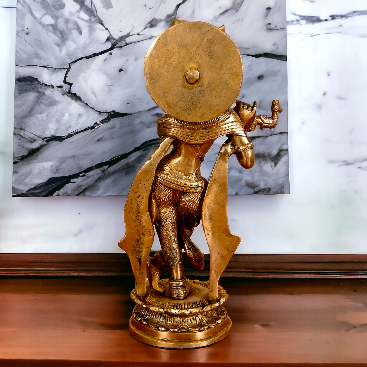 Brass Krishna Standing With Playing Flute idol - 7.5 Inches Nikuressence