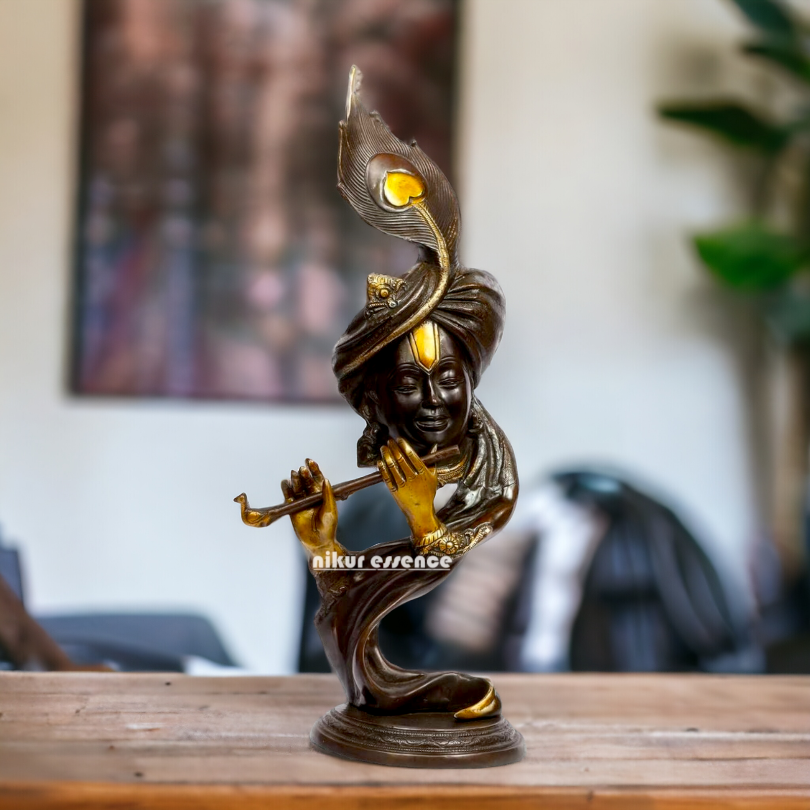 Buy Krishna With Playing Flute Brass Idol - 20 inches Nikuressence
