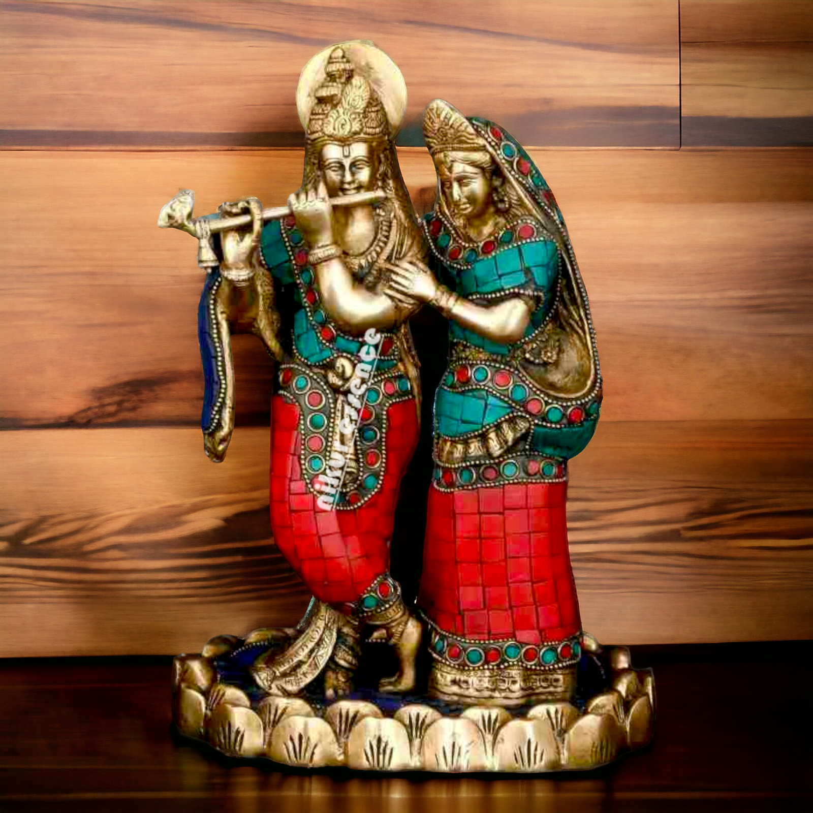 Shop Radha Krishna Standing brass with Stone Work Beauty idol - 11 inches Nikuressence