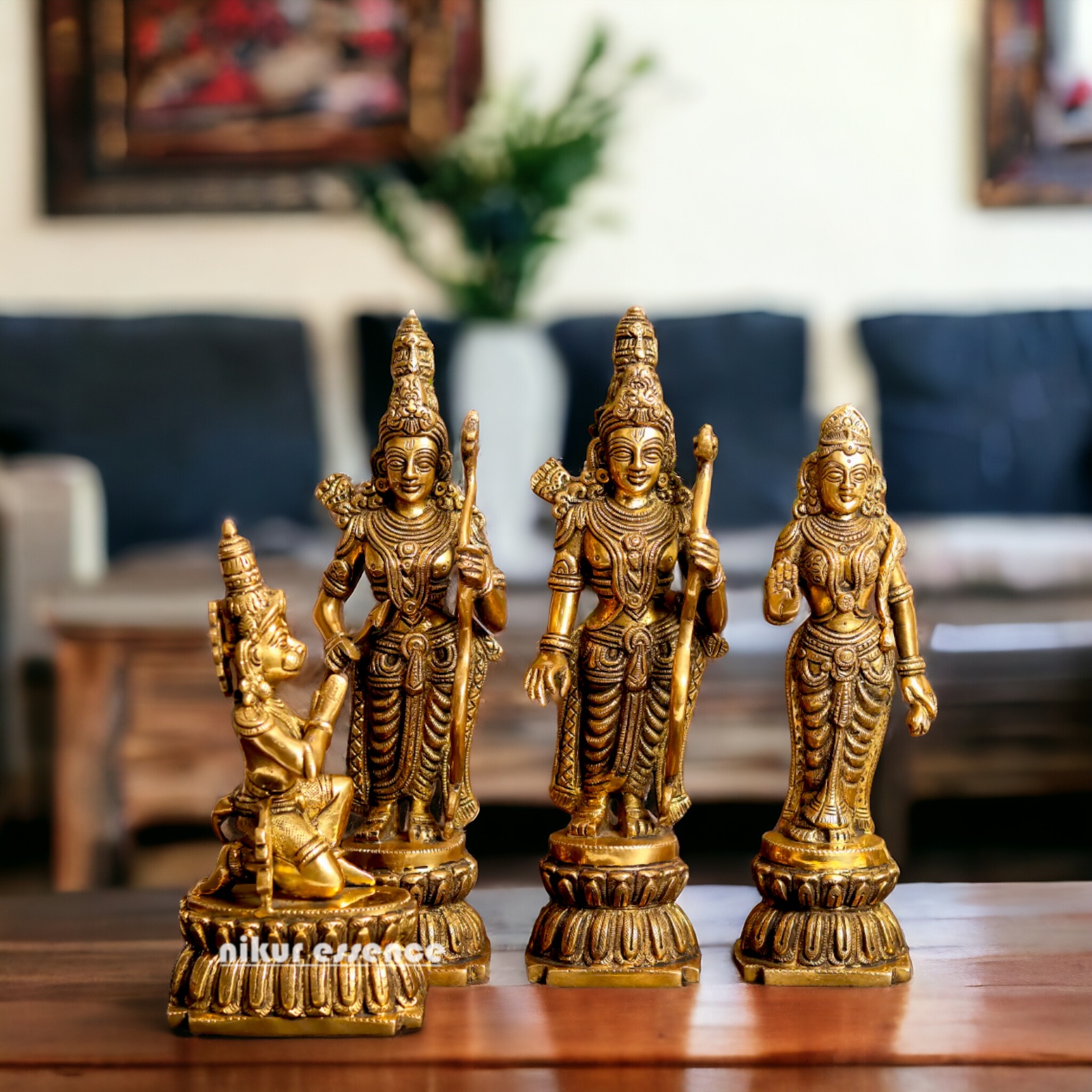 Antique Brass Ram Parivar Darbar idol - 12 inches Nikuressence