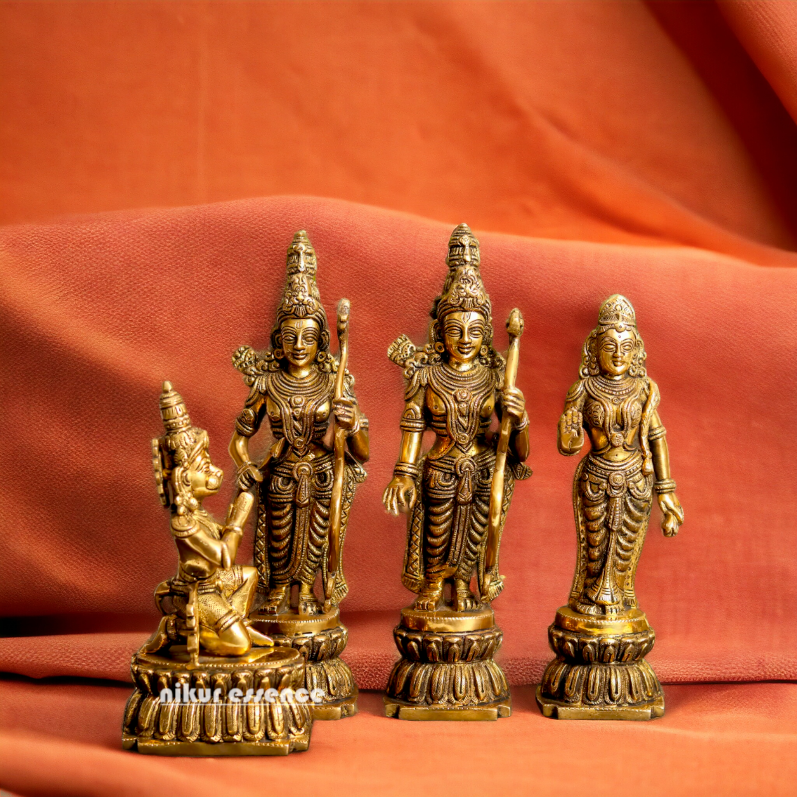 Antique Brass Ram Parivar Darbar idol - 12 inches Nikuressence