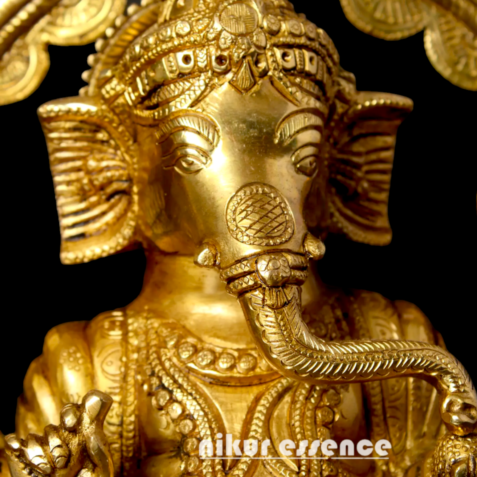 Lord Ganesha Seated on Singhasan Solid Brass idol - 17 inches Nikuressence