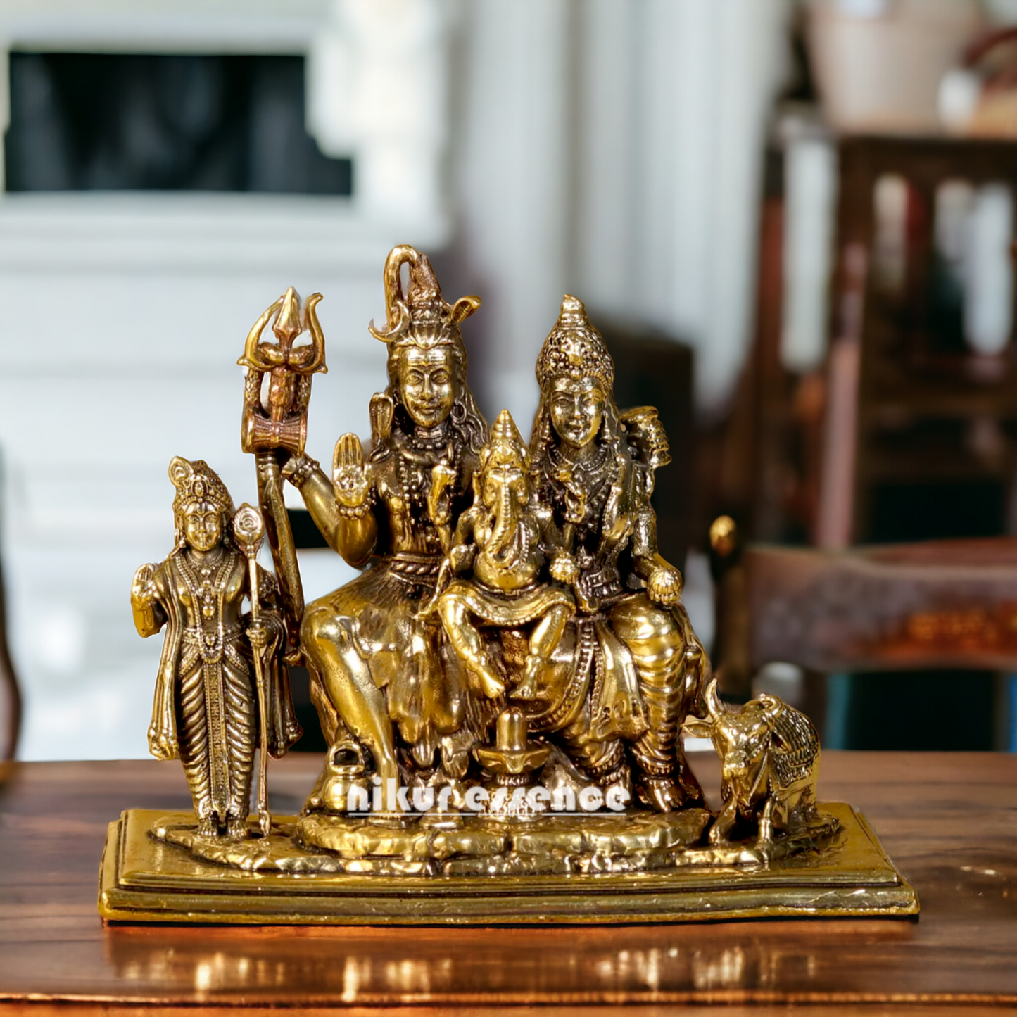 Pure Brass Shiva Parivar family statue - 5 inches Nikuressence
