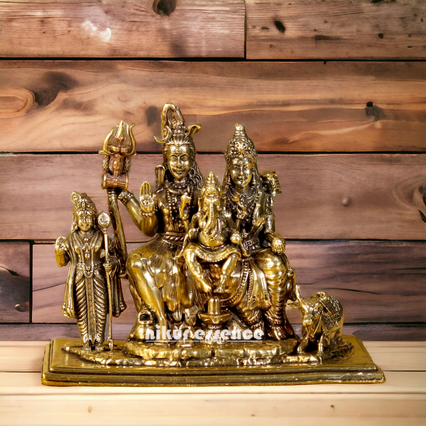 Pure Brass Shiva Parivar family statue - 5 inches Nikuressence