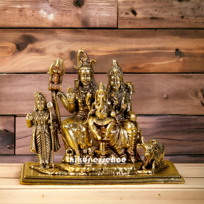 Pure Brass Shiva Parivar family statue - 5 inches Nikuressence
