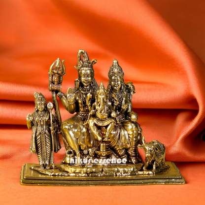 Pure Brass Shiva Parivar family statue - 5 inches Nikuressence