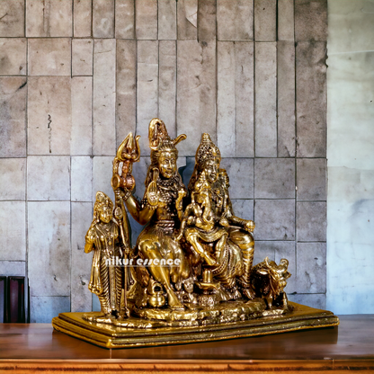 Pure Brass Shiva Parivar family statue - 5 inches Nikuressence