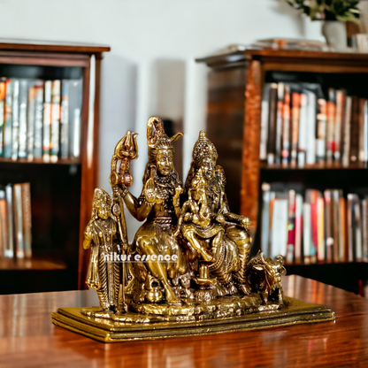 Pure Brass Shiva Parivar family statue - 5 inches Nikuressence