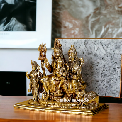 Pure Brass Shiva Parivar family statue - 5 inches Nikuressence