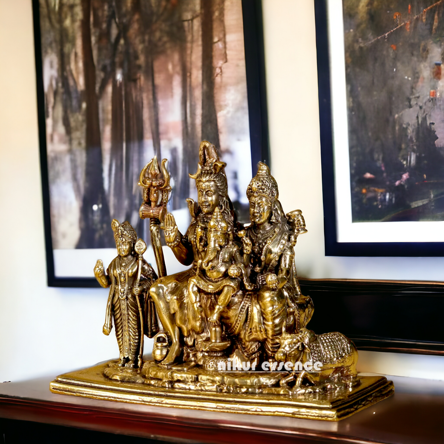 Pure Brass Shiva Parivar family statue - 5 inches Nikuressence