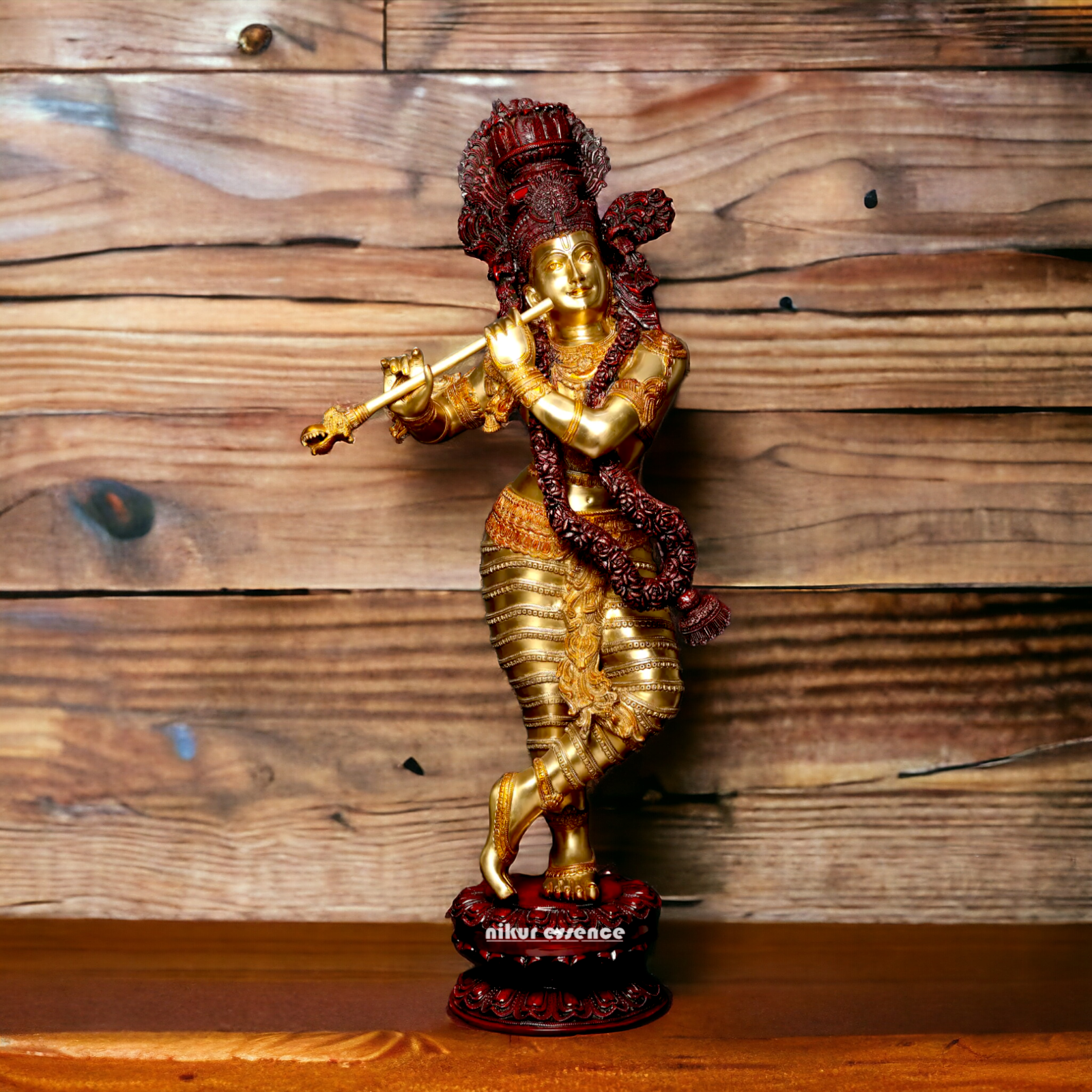 Lord Krishna Playing Flute Brass statue - 45 inches Nikuressence