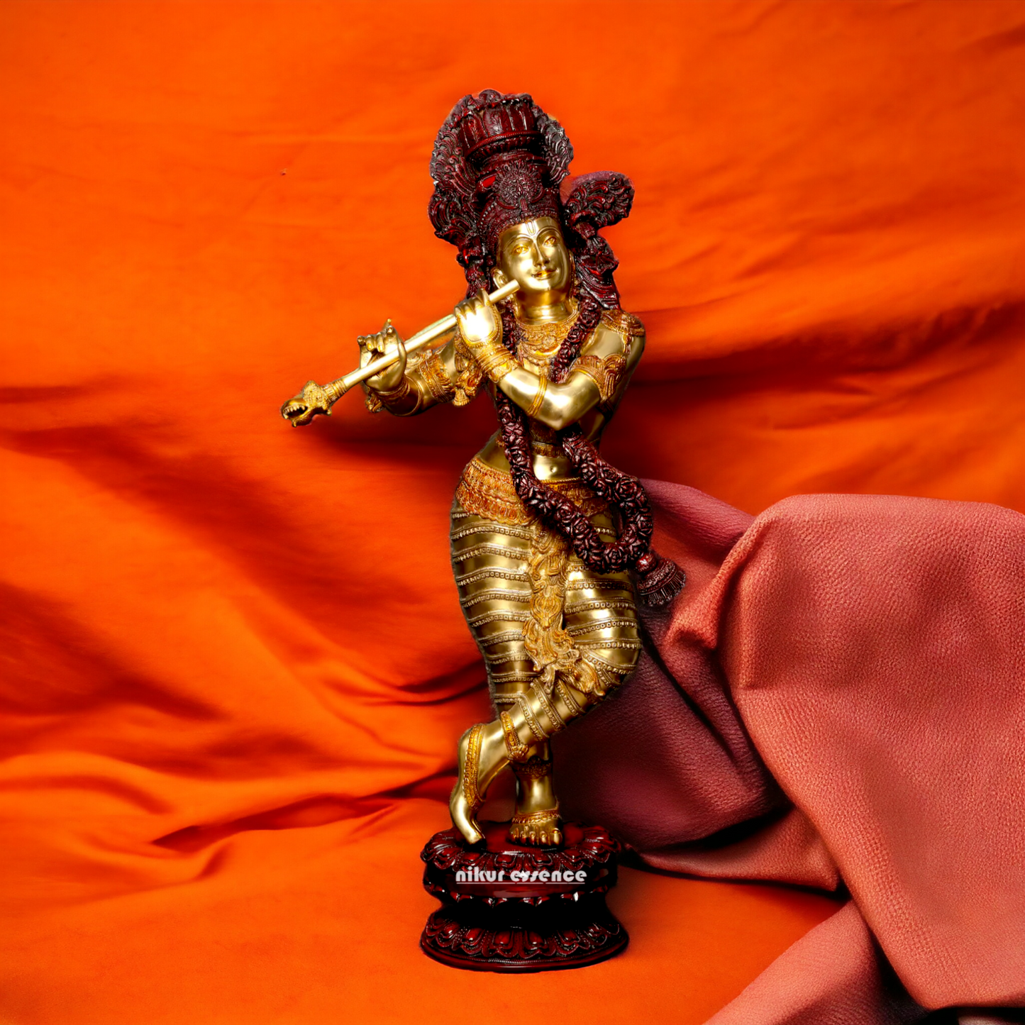 Lord Krishna Playing Flute Brass statue - 45 inches Nikuressence