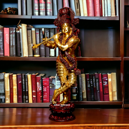 Lord Krishna Playing Flute Brass statue - 45 inches Nikuressence
