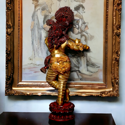 Lord Krishna Playing Flute Brass statue - 45 inches Nikuressence