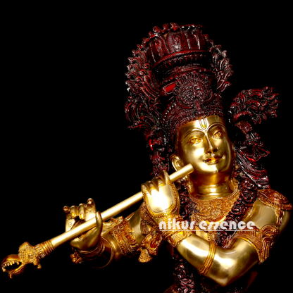 Lord Krishna Playing Flute Brass statue - 45 inches Nikuressence