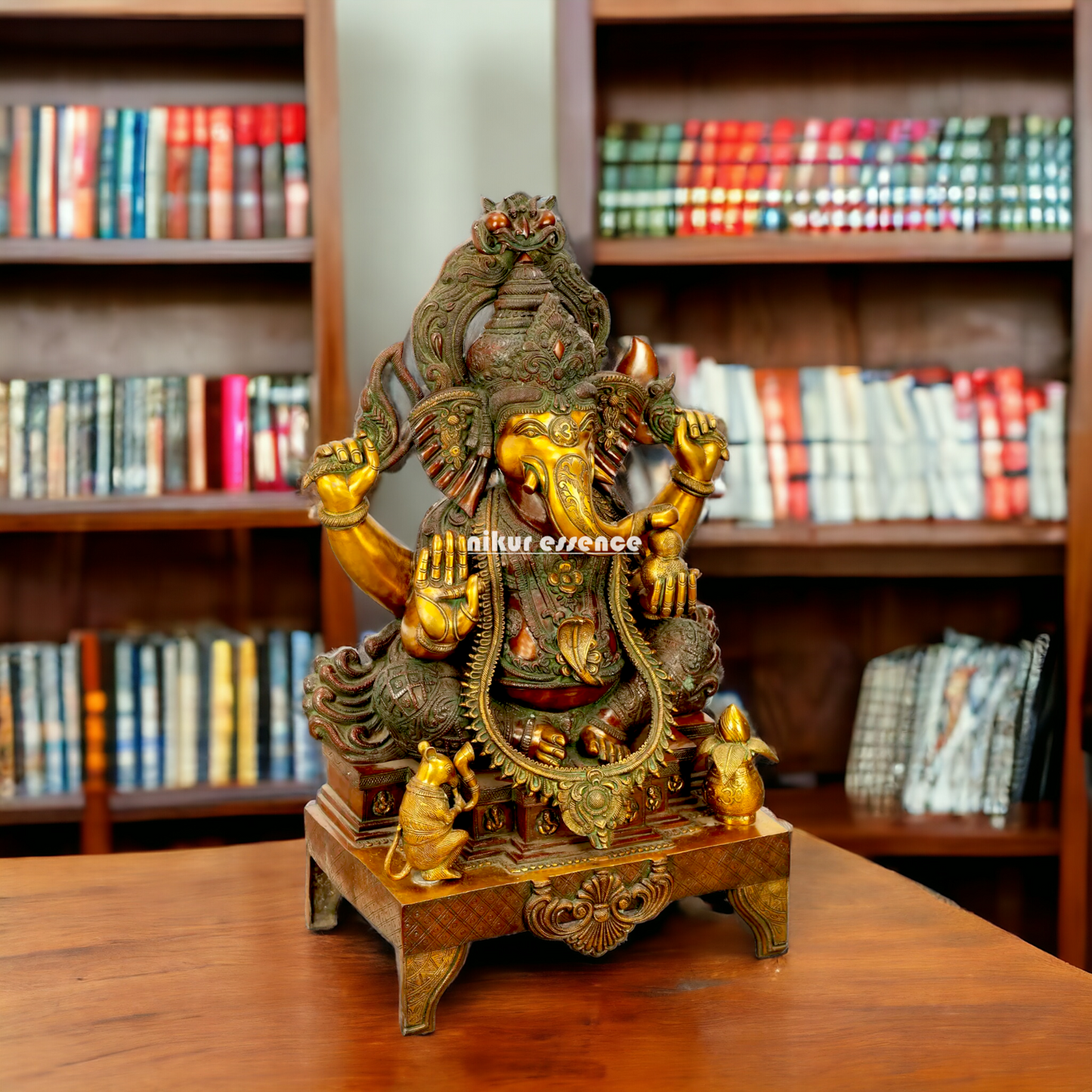 Lord Ganesha Vinayaka Sitting Brass idol - 34 inches Nikuressence