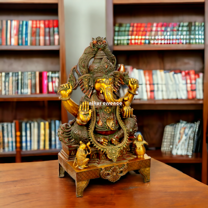 Lord Ganesha Vinayaka Sitting Brass idol - 34 inches Nikuressence