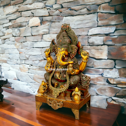 Lord Ganesha Vinayaka Sitting Brass idol - 34 inches Nikuressence
