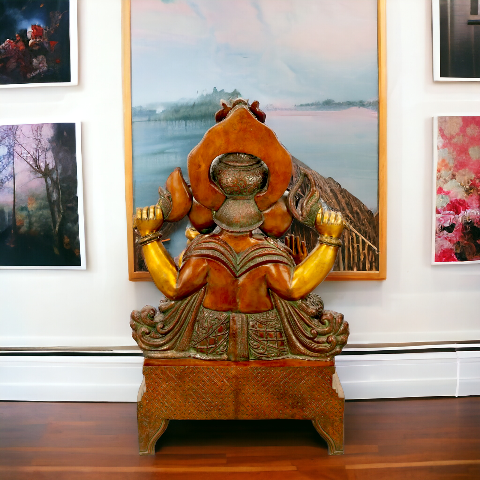 Lord Ganesha Vinayaka Sitting Brass idol - 34 inches Nikuressence