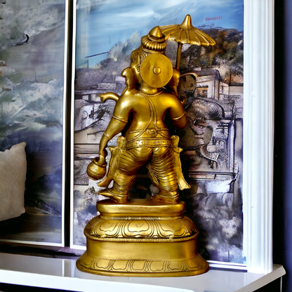 Big Ganesha Vinayaka standing with umbrella Brass idol - 14 inches Nikuressence