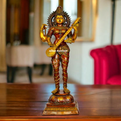 Goddess Saraswati Maa standing With Playing Veena idol - 53.5 inches Nikuressence