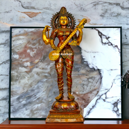 Goddess Saraswati Maa standing With Playing Veena idol - 53.5 inches Nikuressence