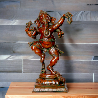 Brass Ganesha Ganpati Dance idol - 40 inches Nikuressence