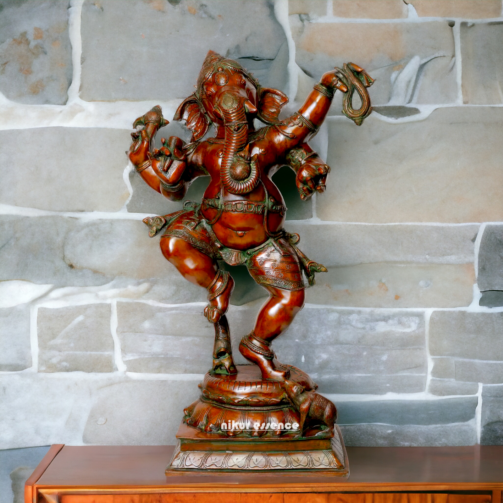 Brass Ganesha Ganpati Dance idol - 40 inches Nikuressence