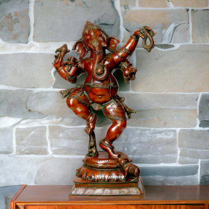 Brass Ganesha Ganpati Dance idol - 40 inches Nikuressence