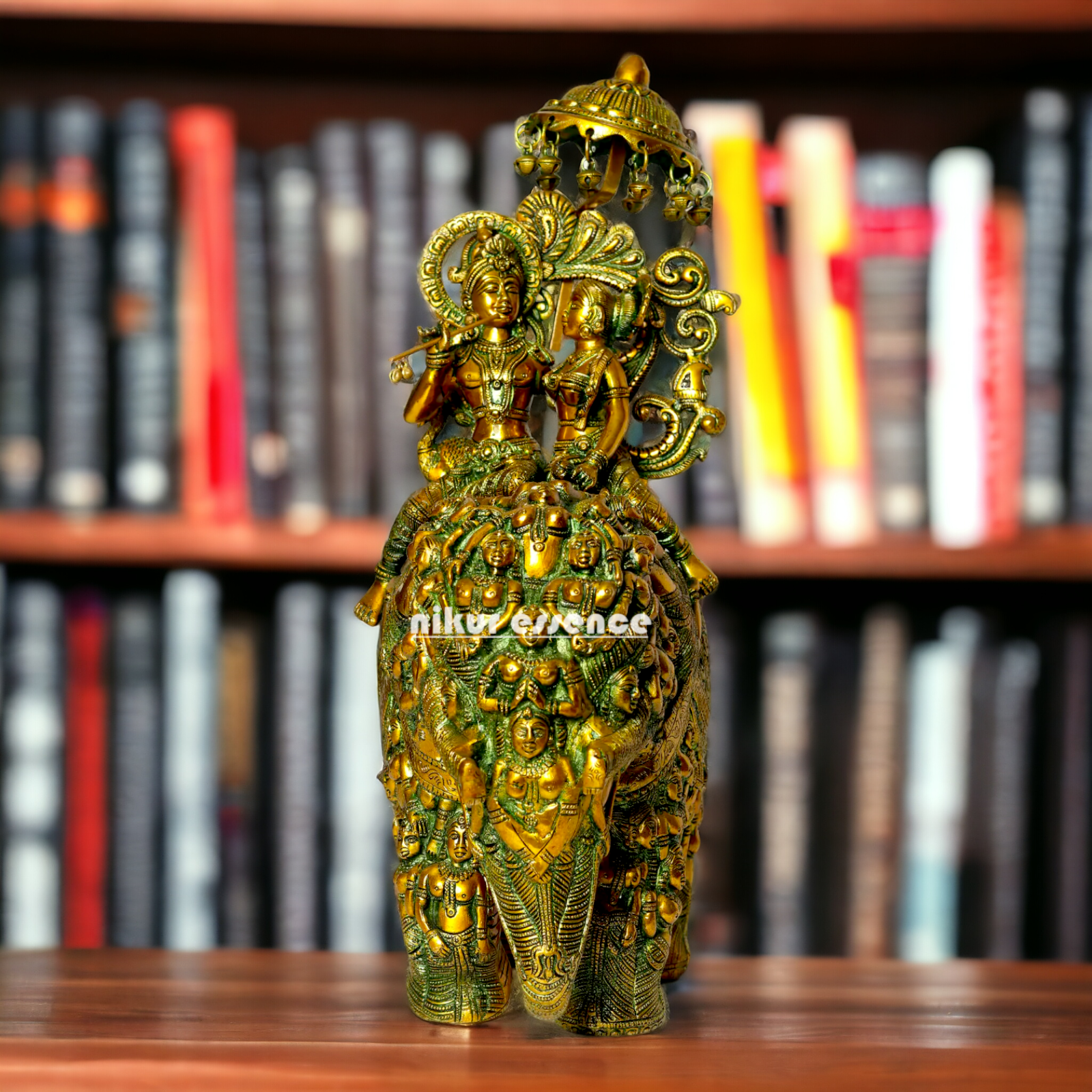 Shop Radha Krishna Sitting on Elephant Brass statue - 23 inches Nikuressence