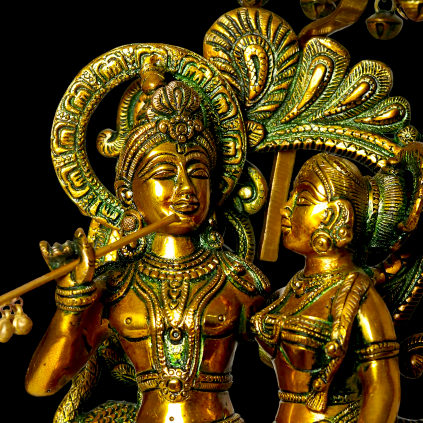 Shop Radha Krishna Sitting on Elephant Brass statue - 23 inches Nikuressence