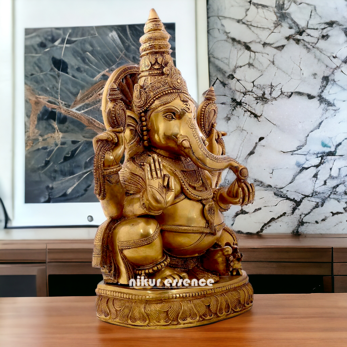 Large Ganesha Sitting with Blessing statue - 21 inches Nikuressence