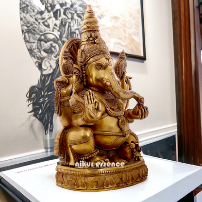 Large Ganesha Sitting with Blessing statue - 21 inches Nikuressence