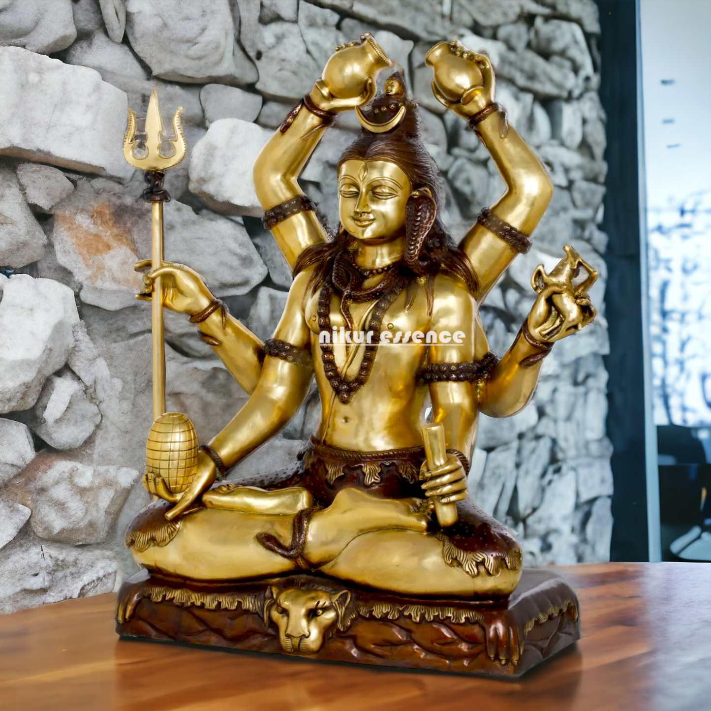 Big Shiva Mahadev Sitting Meditation Brass statue - 31 inches Nikuressence