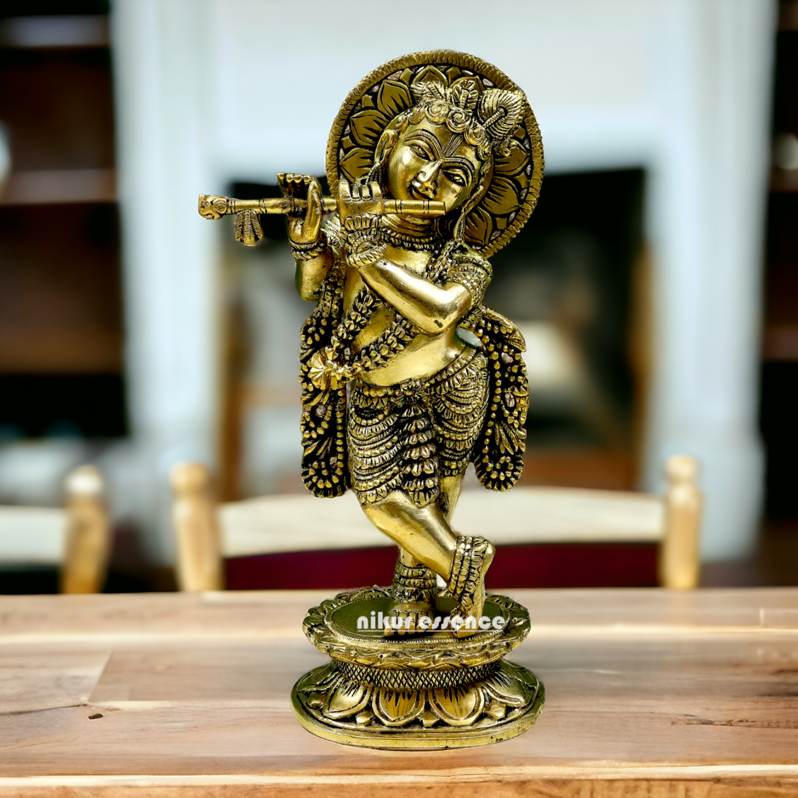 Solid brass Krishna Standing idol - 12 inches Nikuressence
