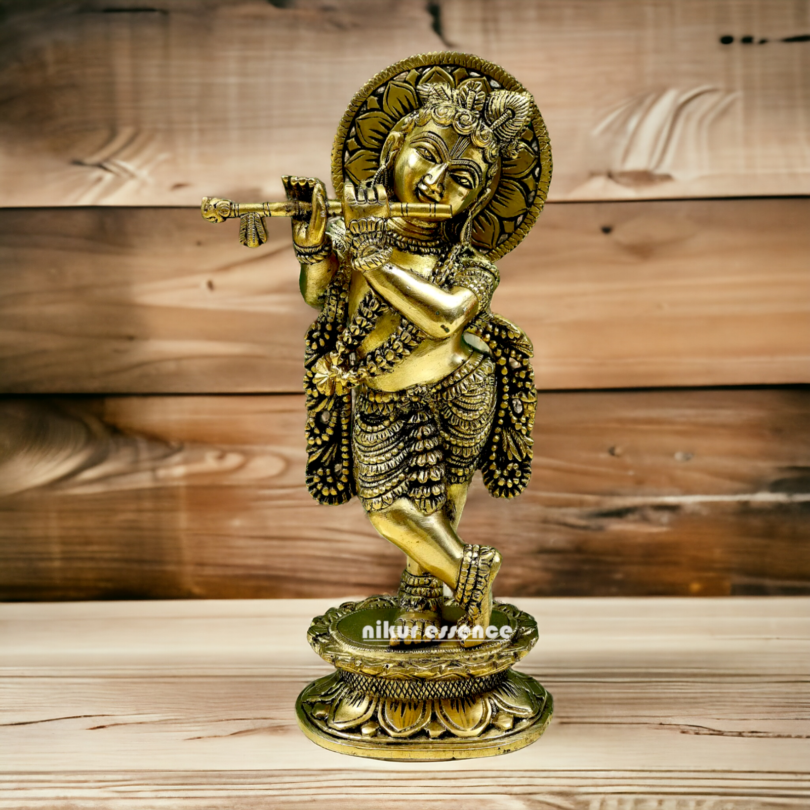 Solid brass Krishna Standing idol - 12 inches Nikuressence