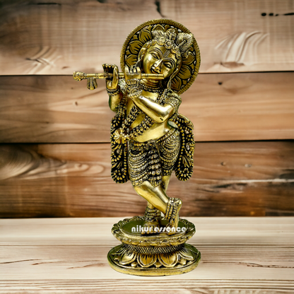 Solid brass Krishna Standing idol - 12 inches Nikuressence